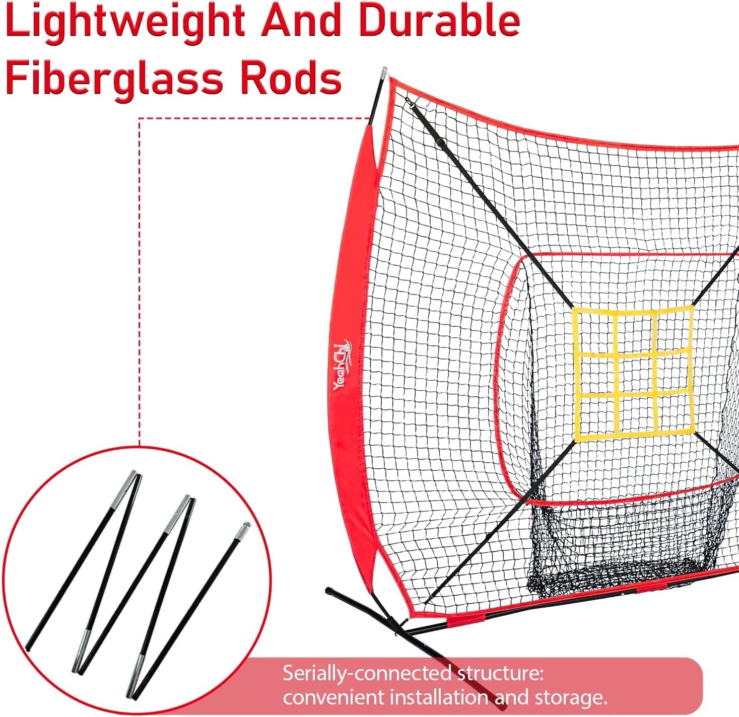 7×7FT Baseball Net with Batting Tee and Strike Zone Target, Portable Hitting ...