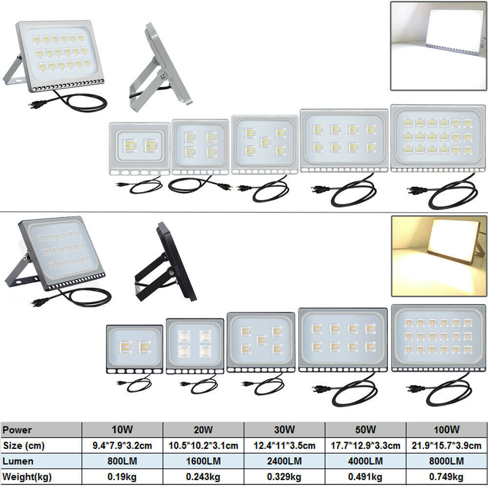 LED Flood Light 500W 300W 200W 150W 100W 50W 30W 20W 10W Outdoor Lamp Spotlight