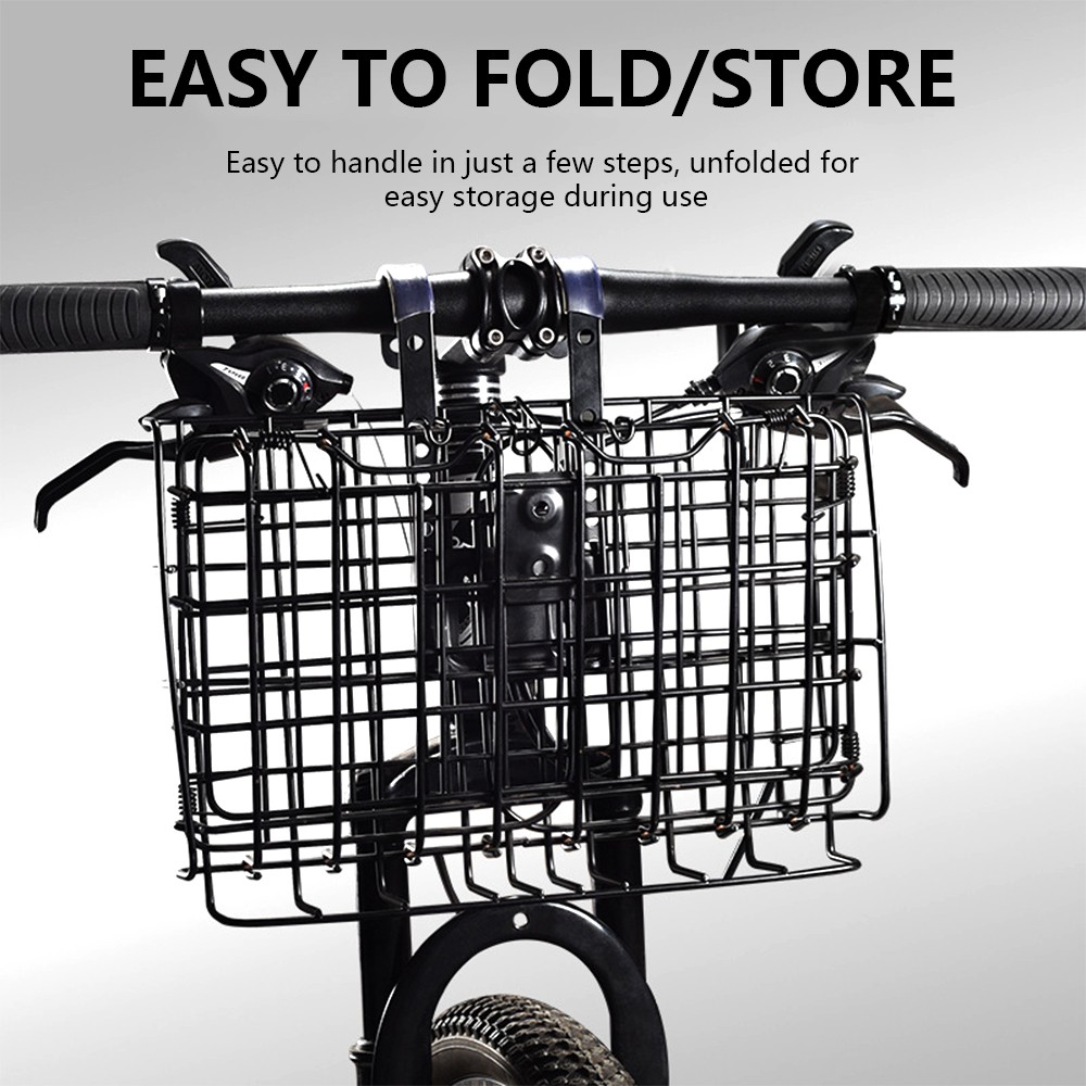 Foldable Bike Front Rear Basket Bicycle Handlebar Rack Pack Carrier Basket Set