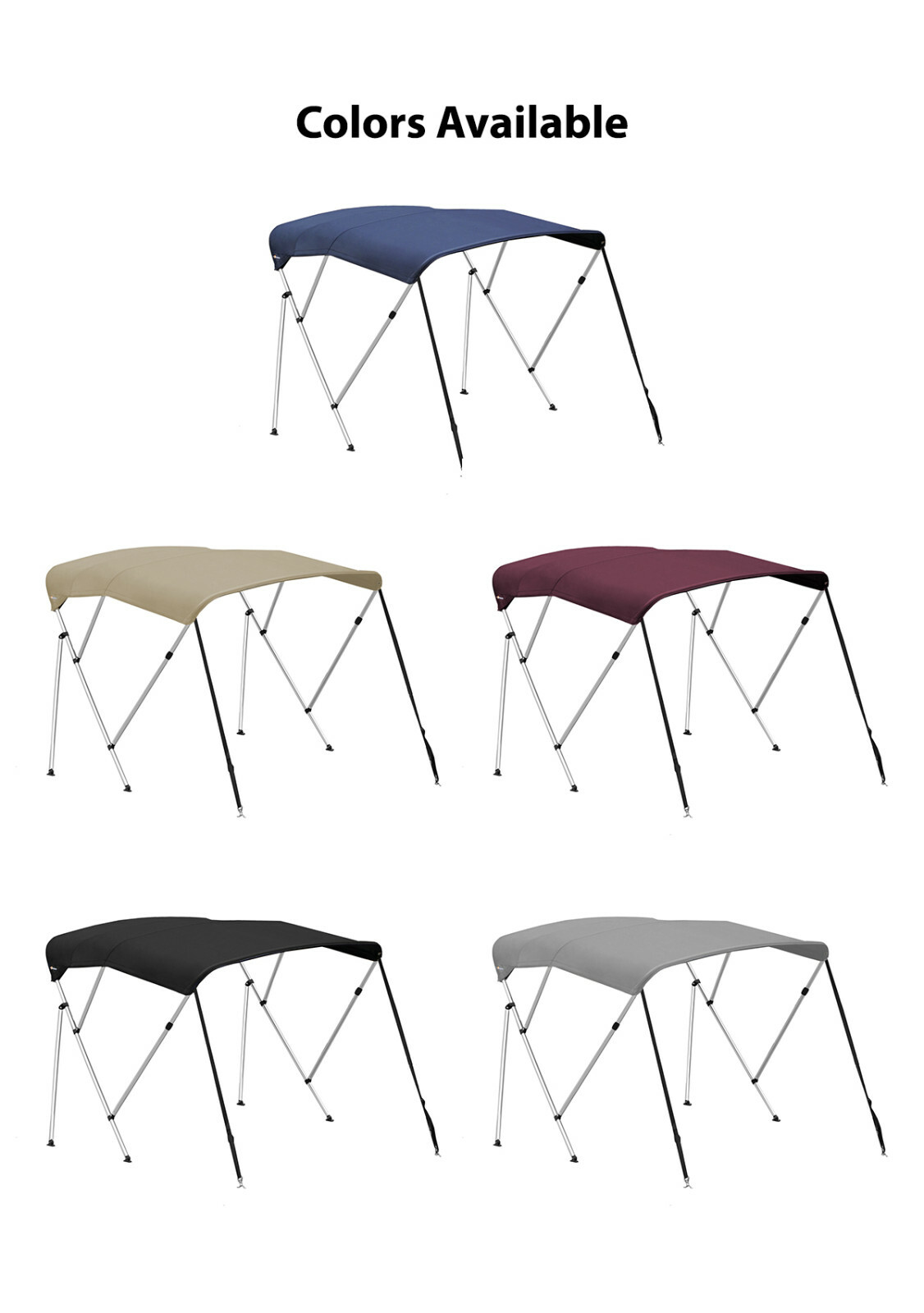 Oceansouth 3 Bow Bimini Top PREMIUM RANGE Boat Cover 6ft Long with Rear Poles