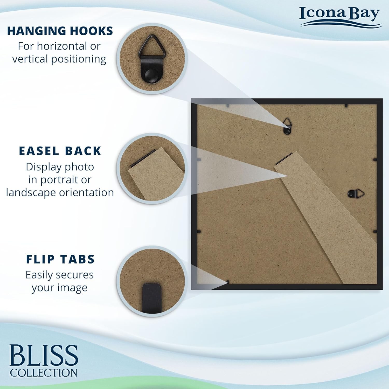 12X12 Picture Frame Black Display Pictures 8X8 with Mat or 12X12 without Mat for