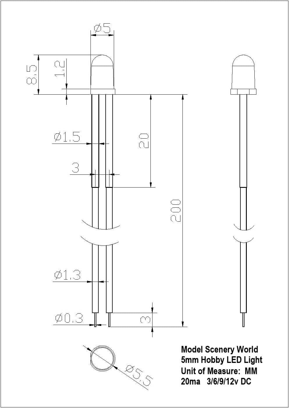 Flickering ~ Candle Flame Effect ~ Pre-Wired LEDs ~ 3-12 Volt DC