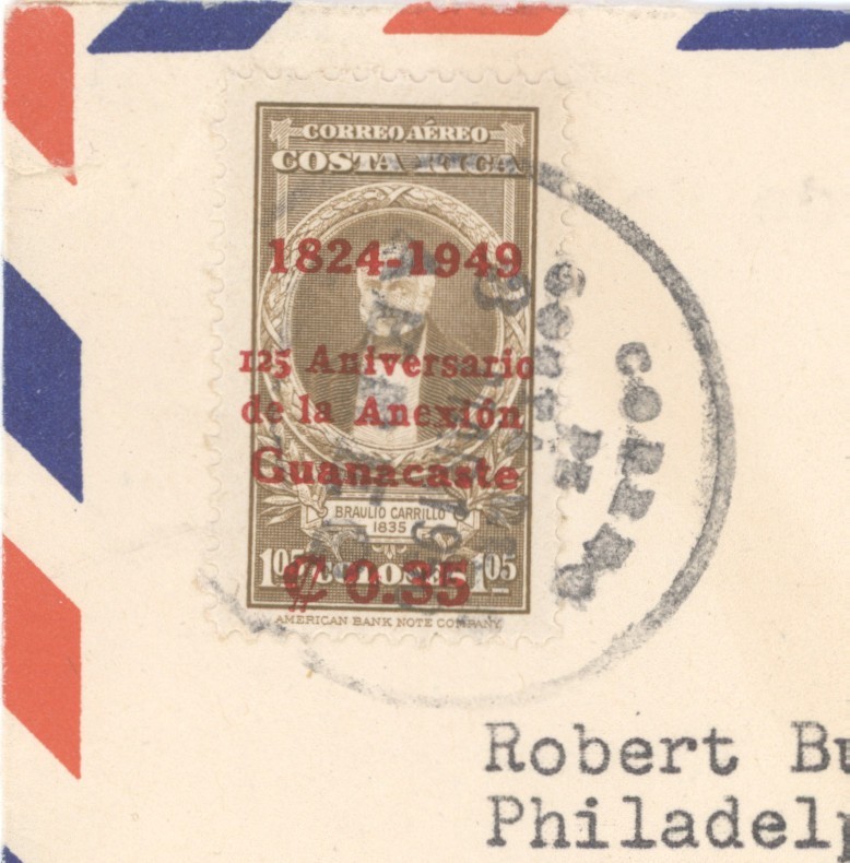 1950s Costa Rica Airmail Cover Guanacaste Overprint San Jose To USA