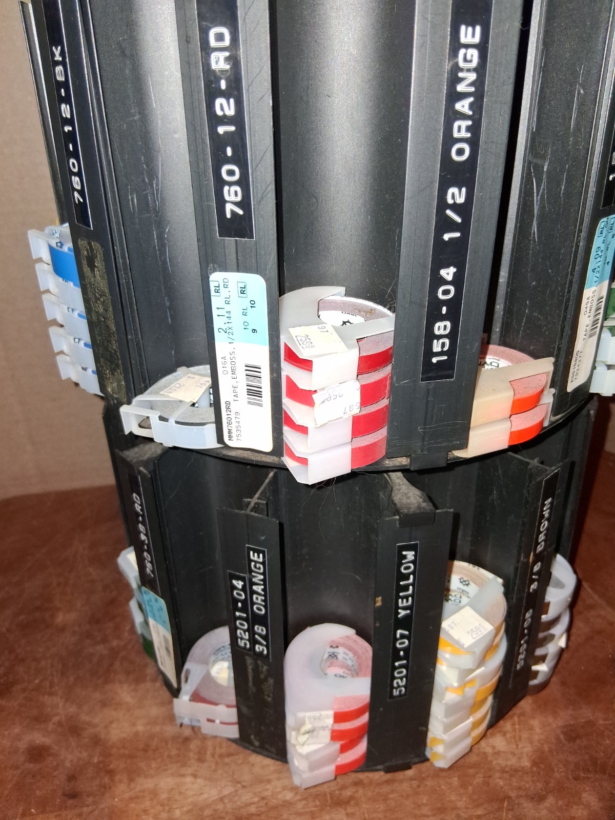 Vintage Lot of Scotch Dymo Label Maker Tape Rolls Store Display Dispenser Sign