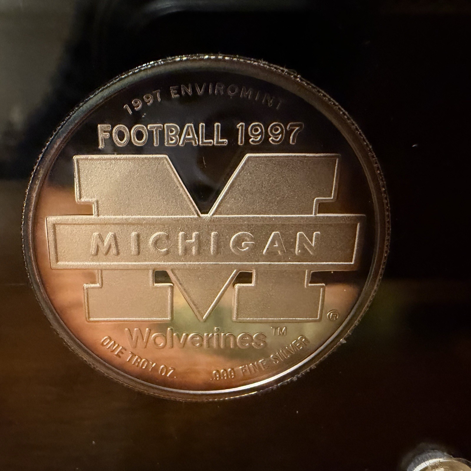The University Of Michigan 1997 Flip Coin Proof Set 18/500 24KT Gold Pure Silver