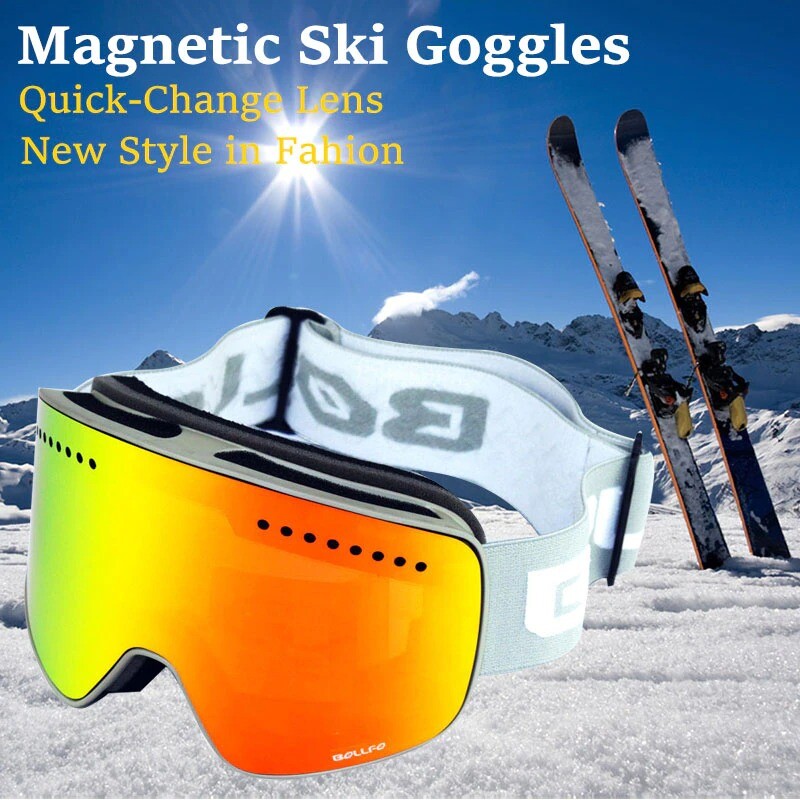 Ski Goggles OTG Pro HD Magnetic Snow Goggles UV Protection Interchangeable Lens