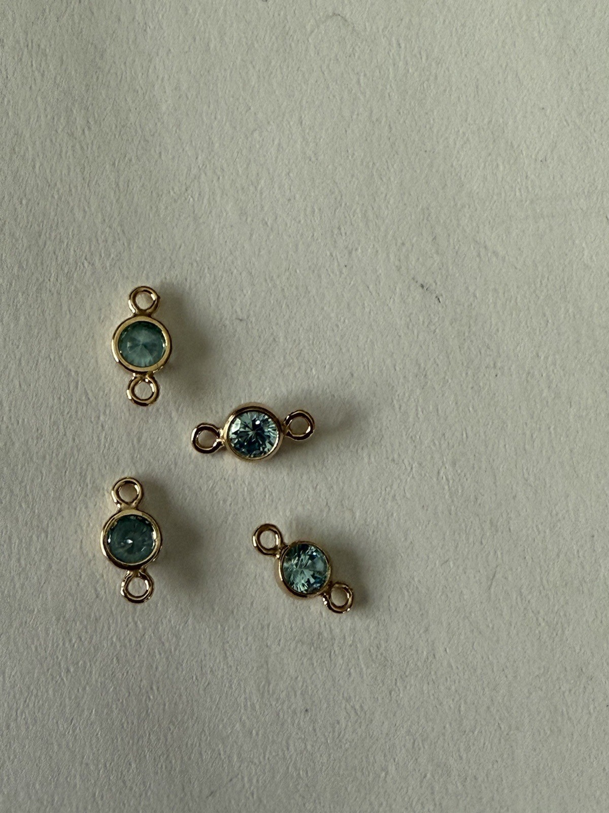 3mm AQUAMARINE 3A CZ Bezel connectors 4pcs 14kt gold filled