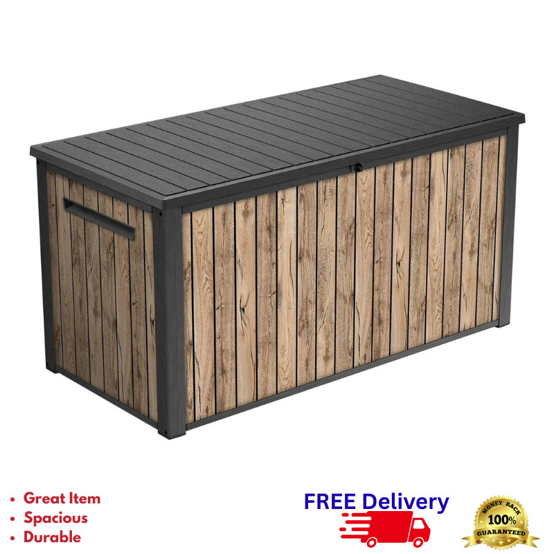 Keter 170 Gallon Deck Box Indoor Outdoor Storage Resin Lockable New