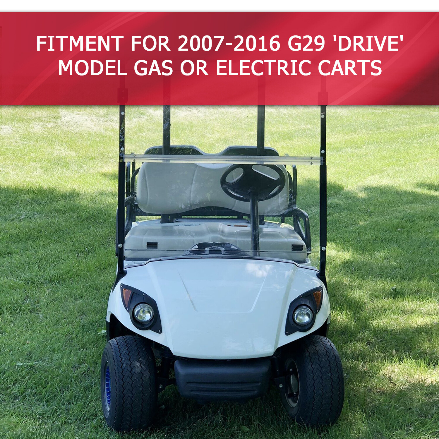 Front Clear Windshield Folding For 2007+ Yamaha G29 Drive Golf Electric Cart