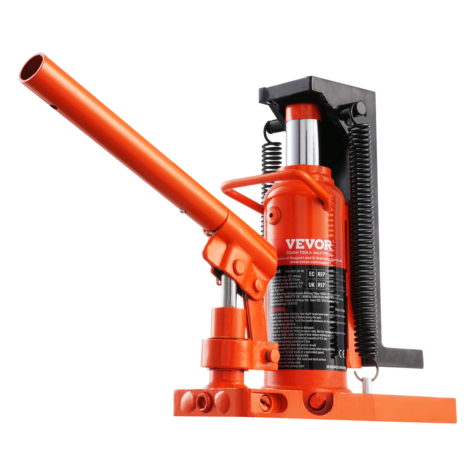 VEVOR Hydraulic Machine Toe Jack Lift Lifting Capacity 2.5 Ton Toe 5 Ton Top