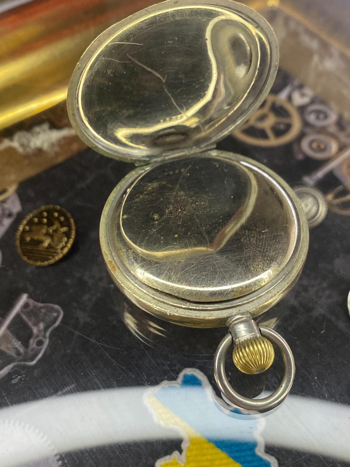 Antique Pocket Watch Mechanical Swiss Ottoman Military Chain Open Face Rare 19th