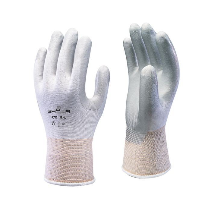 12- Showa Atlas 370W WHITE Nitrile Coated LANDSCAPING GARDENING WORK GLOVES LRG