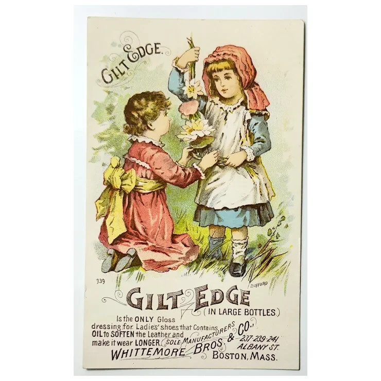 Whittemore Bros & Co Gilt Edge Gloss Shoe Dressing Victorian Trade Card 893