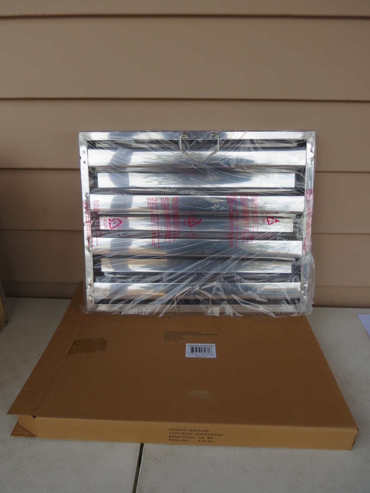 New Star Foodservice 54316 Stainless Steel Hood Filter, 16" W x 20" H set of 6