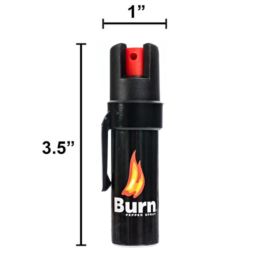 Burn Pepper Spray for Self Defense - 0.84 fl oz with Security Clip Black