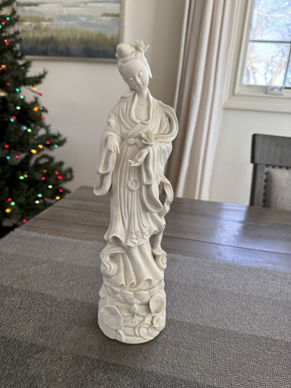 14” Porcelain Guanyin Figure Statue Marked Japan