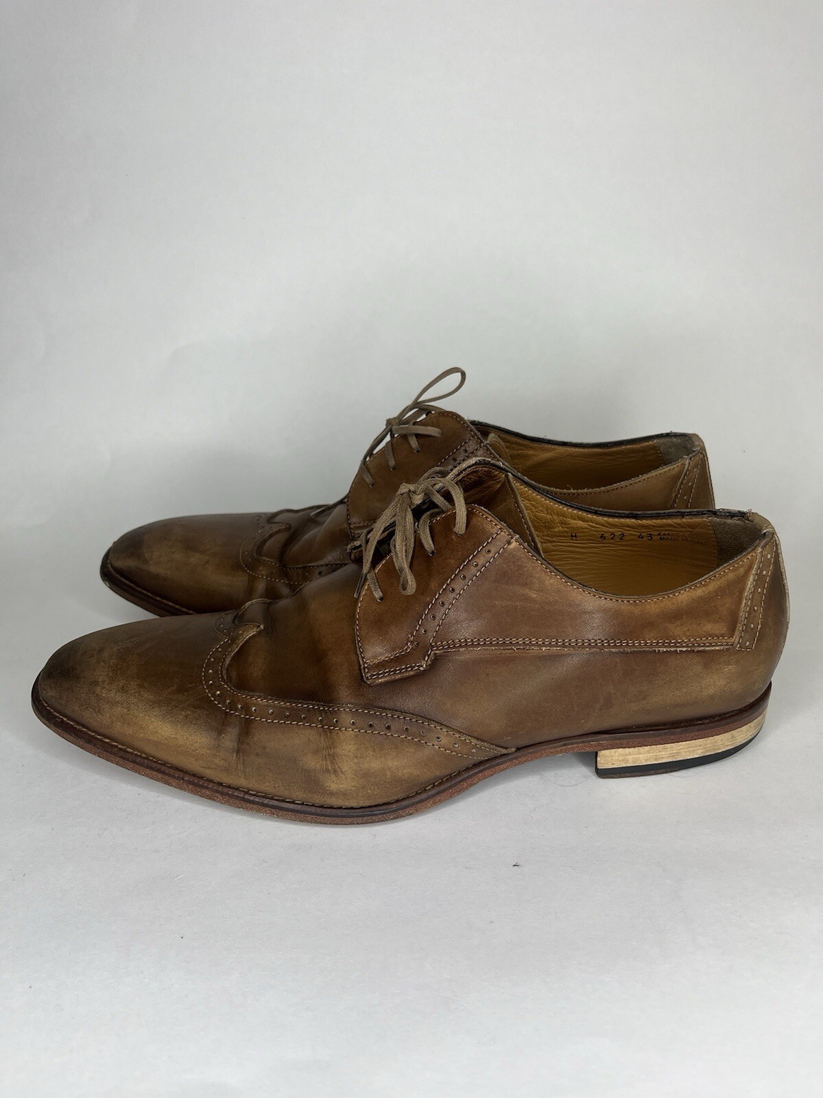 Jose Real Mens Sz 43 (US 10) Brown Leather Oxford Dress Shoes Hand Made In Italy