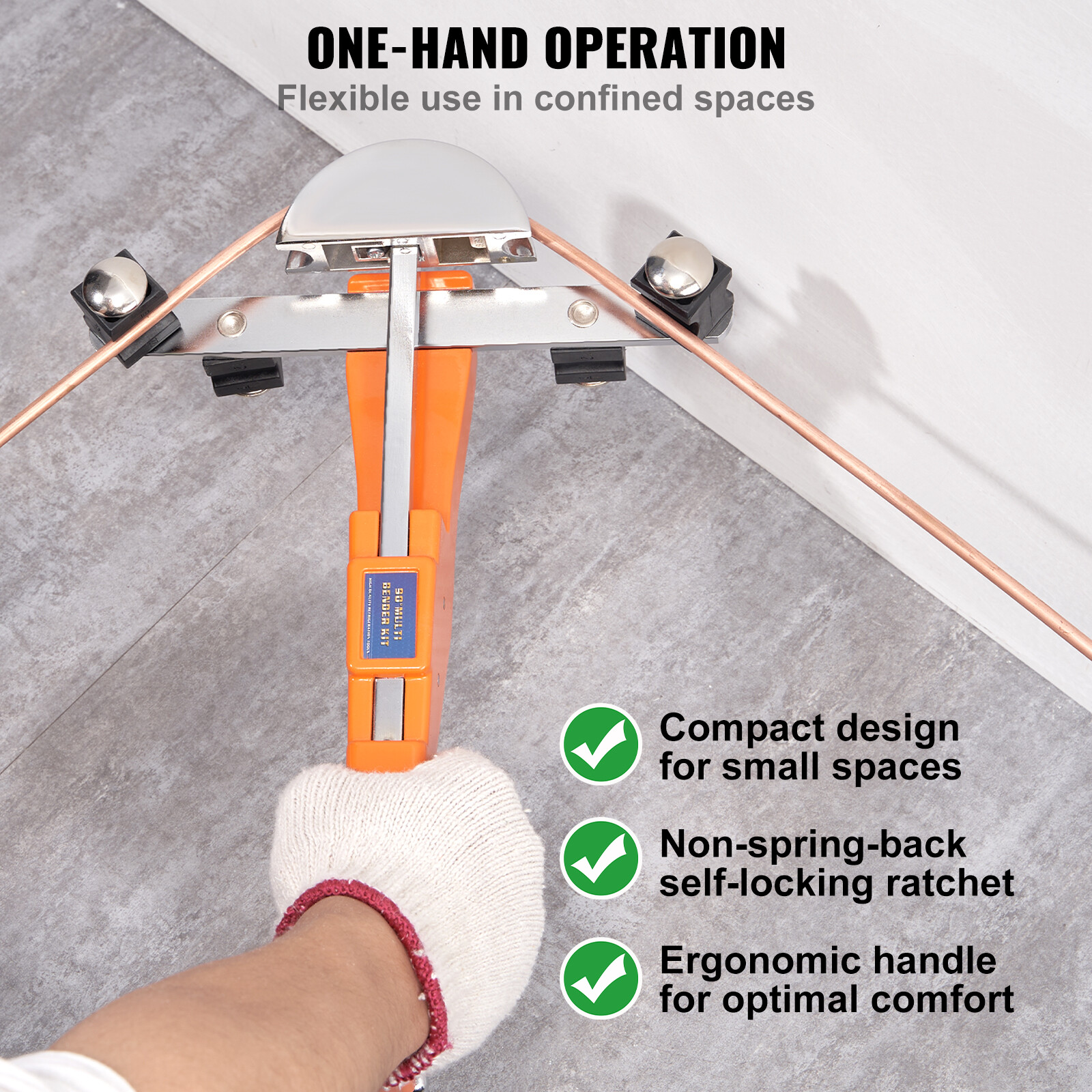 VEVOR Ratcheting Pipe Tube Bender 1/4"-7/8" 90° Forward/Reverse Bending 7 Dies