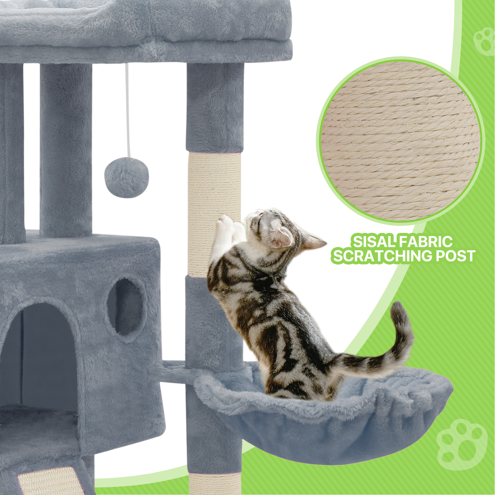 Cat Tree Kitten Playing Condo House Activity Center Light Gray/ Pink/Smoky Gray