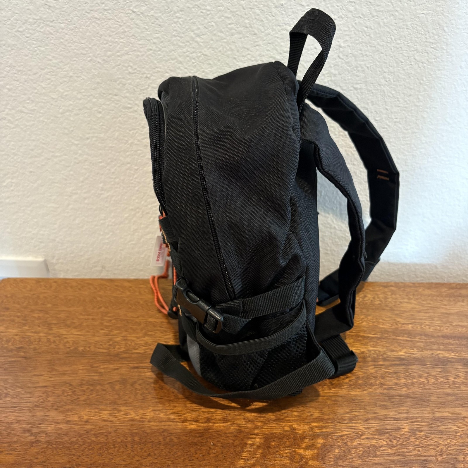 Mini Backpack Black Orange Bungee Mesh Pockets Disney McQueen Baymax Charms