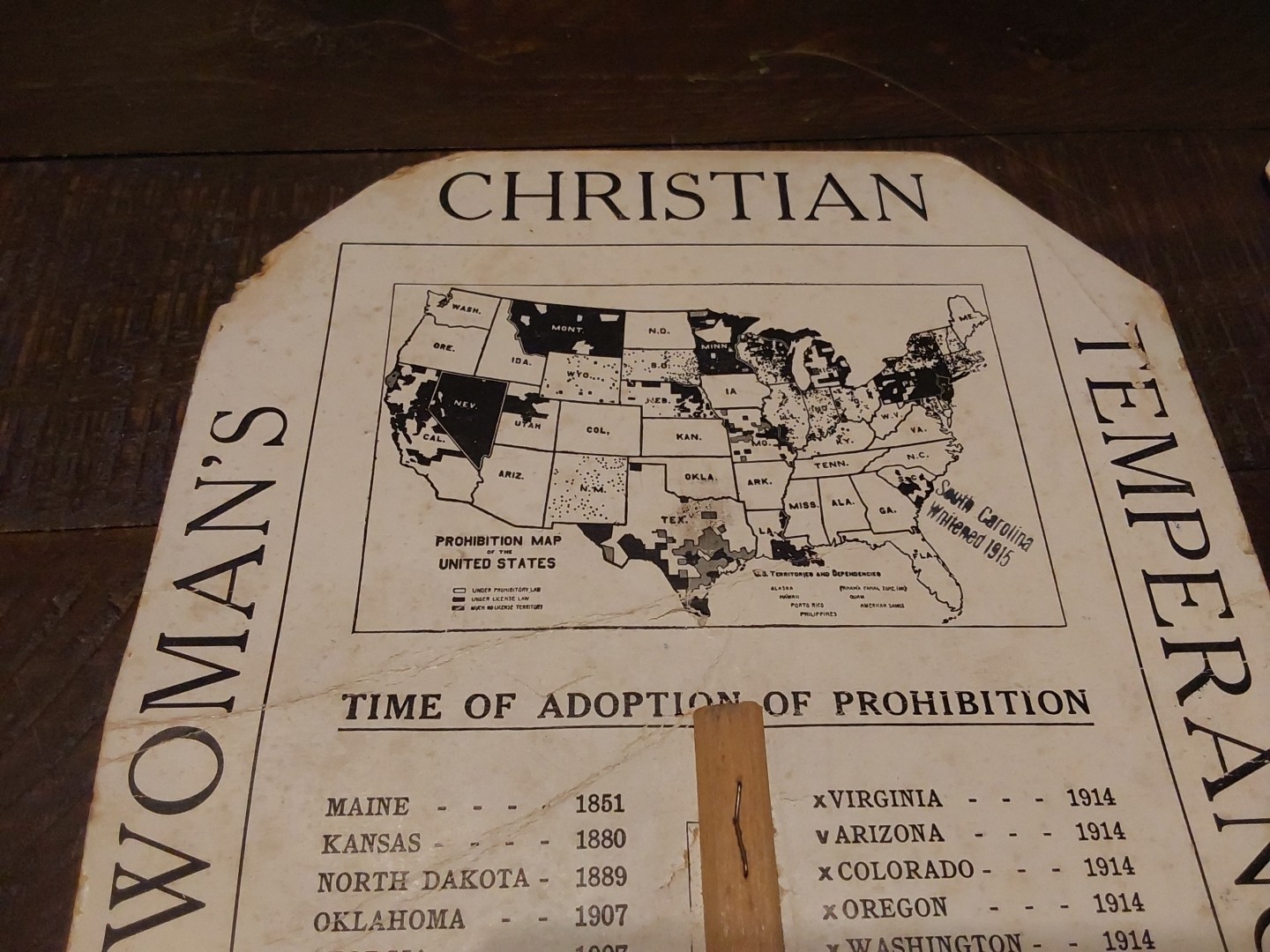 1916 2 Hand Fans WCTU Prohibition Anti Liquor "The World Is Going Dry"