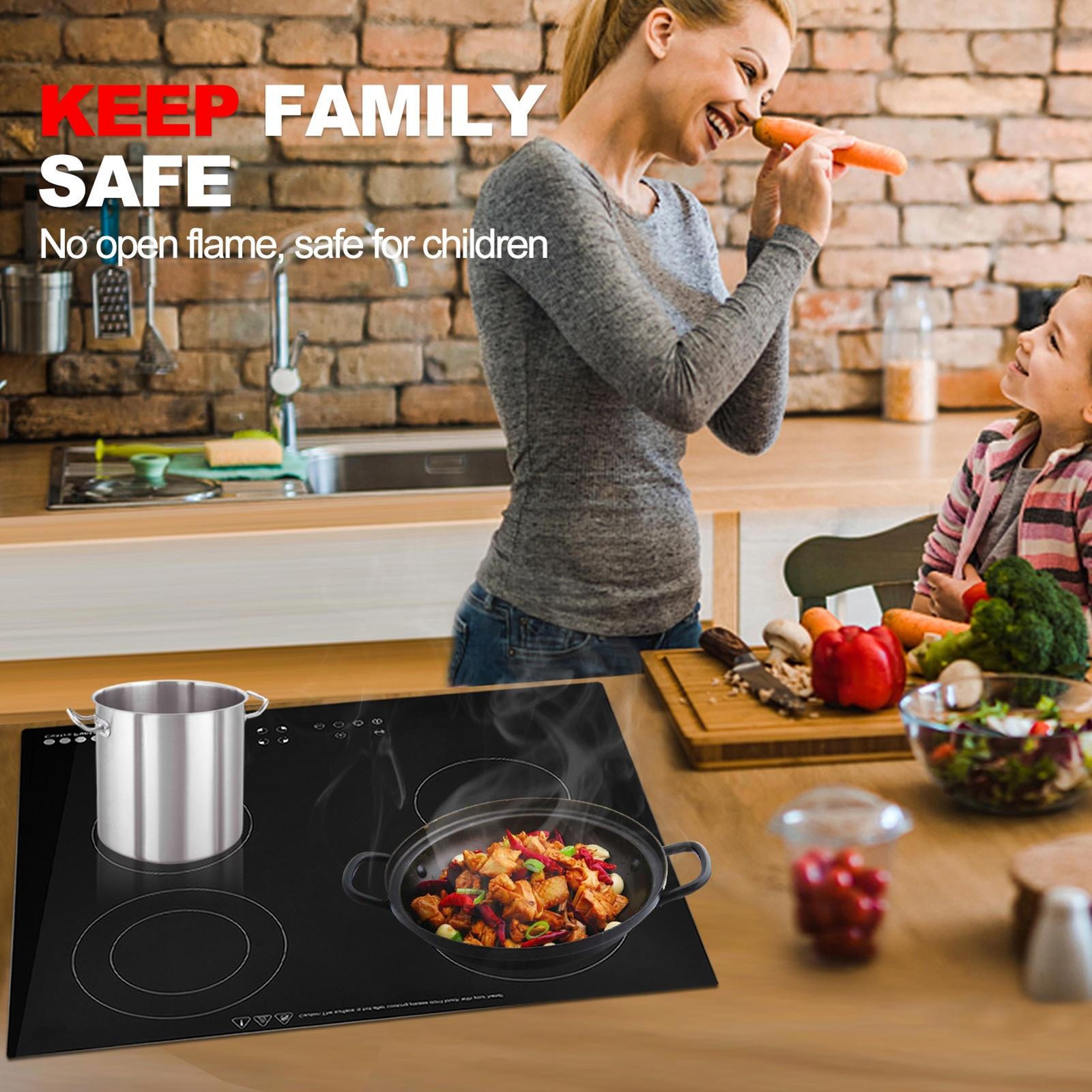 8000W Commercial Induction Cooker 4 Burner Cooktop Touch Control Brand New