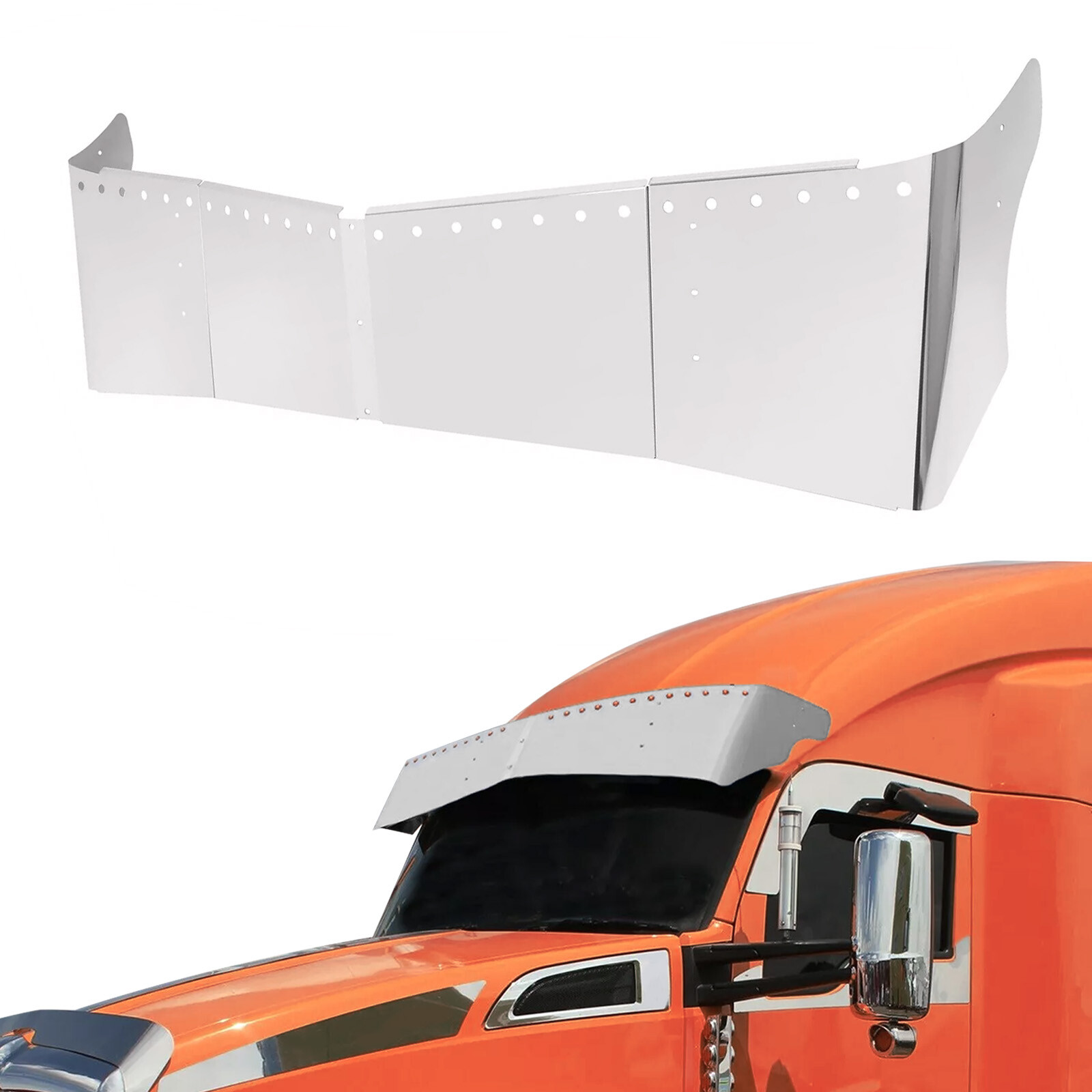 14" Bulleye Hole Straight Wicked Sun Drop Visor Fit Kenworth T680 T880 W990