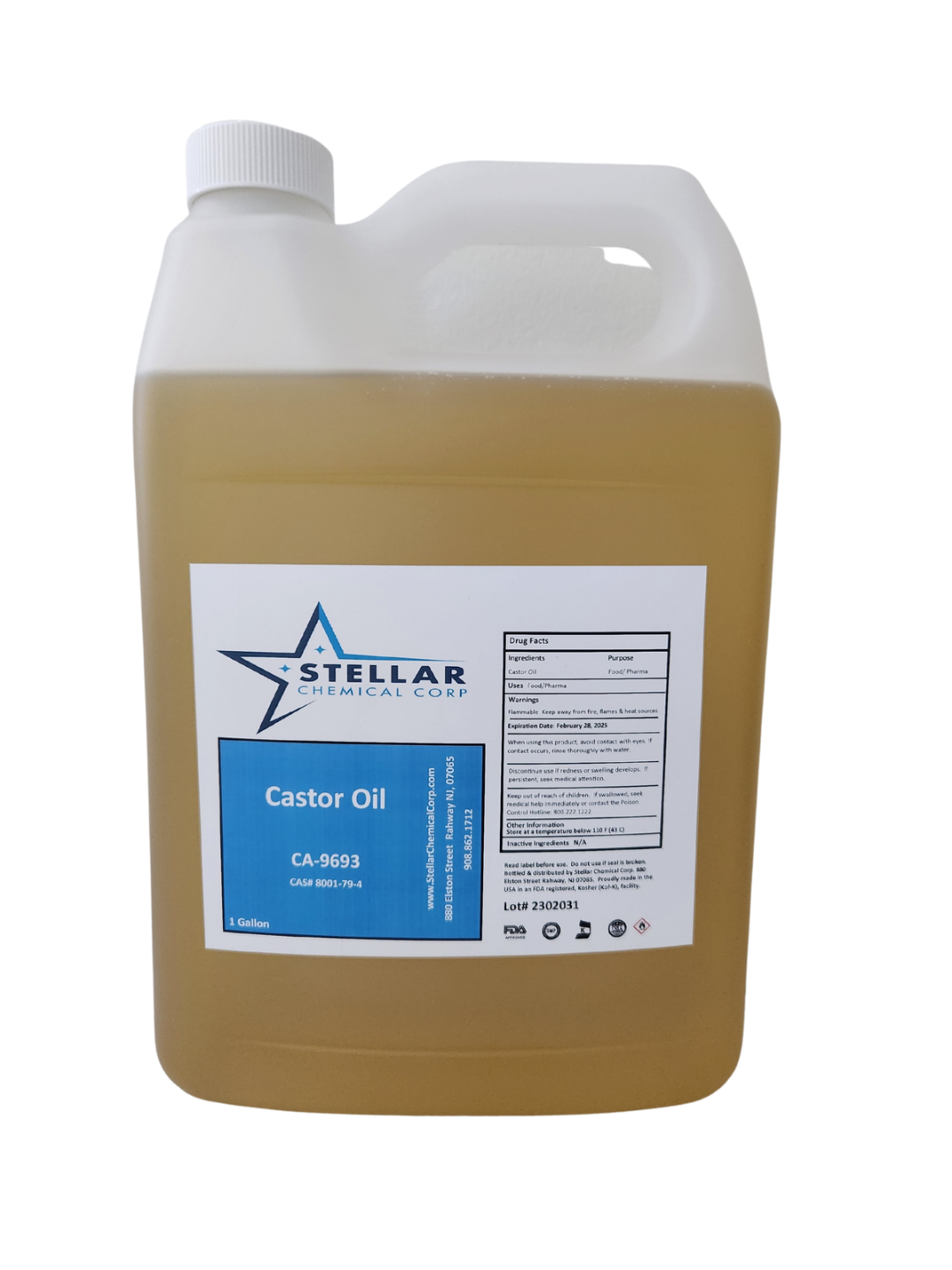 Castor Oil, USP 4 Gallons Eyelashes, Eyebrows, Hair Growth