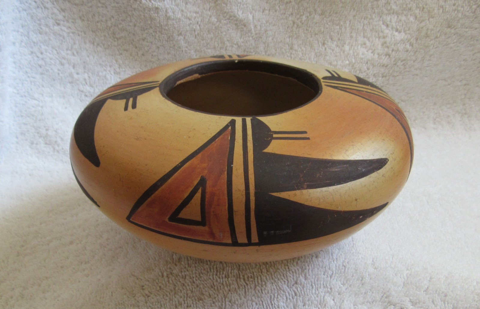 Antique Hopi Indian Nampeyo Style Sikyatki Revival Design Art Pottery Bowl Vase