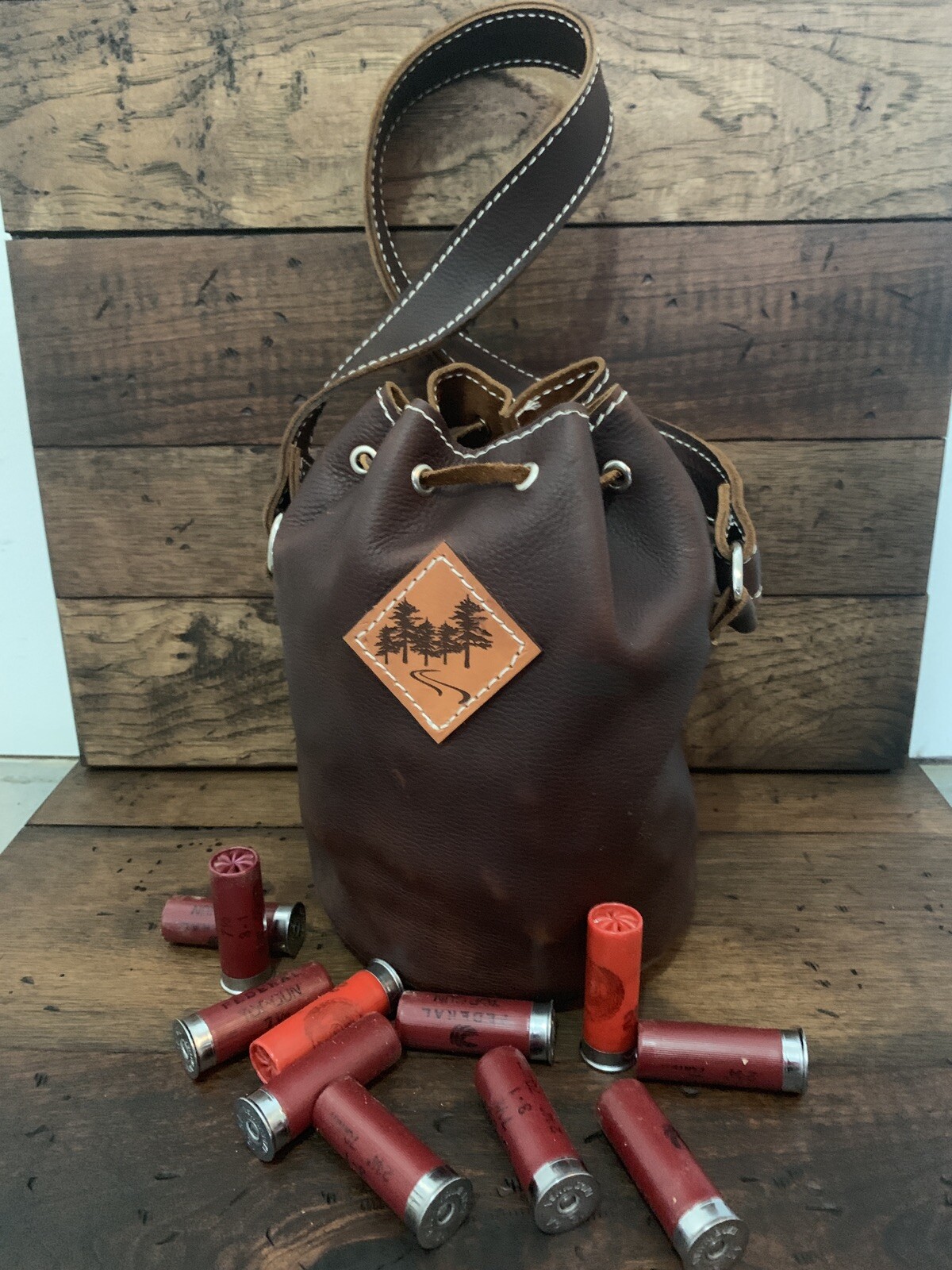 Leather Shotgun Shell Ammo Pouch/Shell Holder Bag Bucket Custom Made
