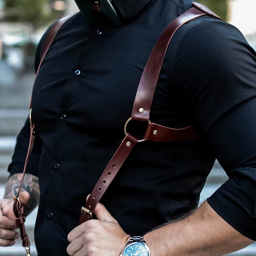 Suspenders Men'S Pants Leather Adjustable Backpack Suspenders Suspenders Men'S S