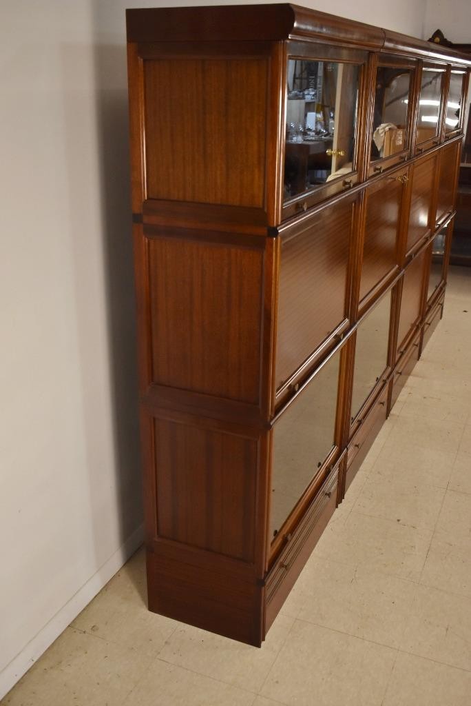 Antique Mahogany Barrister Bookcase Wall Unit Circa 1910