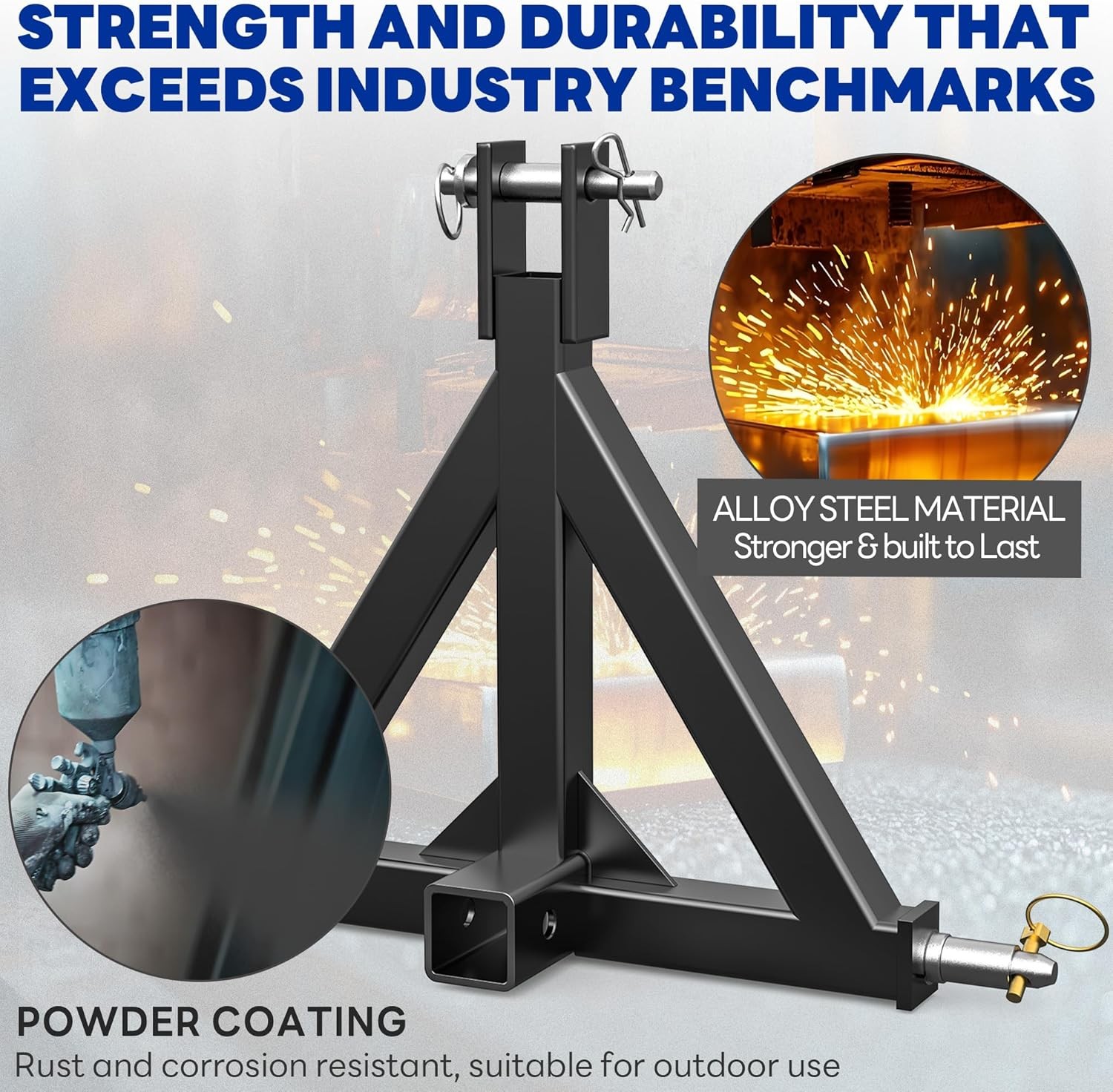 Heavy-Duty 3-Point Trailer Hitch Adapter for Category 1 Tractors