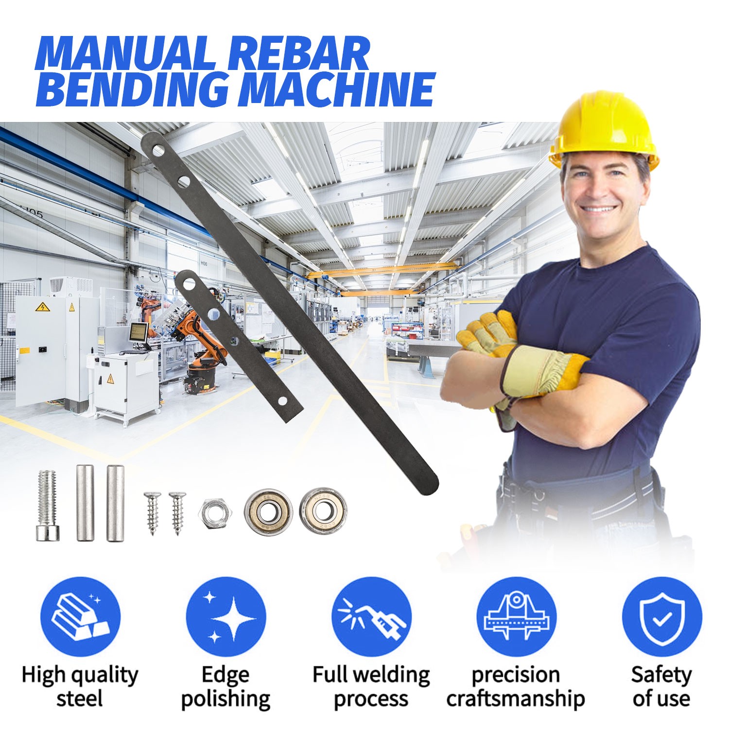 Heavy Duty Manual Steel Bar Bender Bearing Steel U-Shape&Right Angle Bender Tool