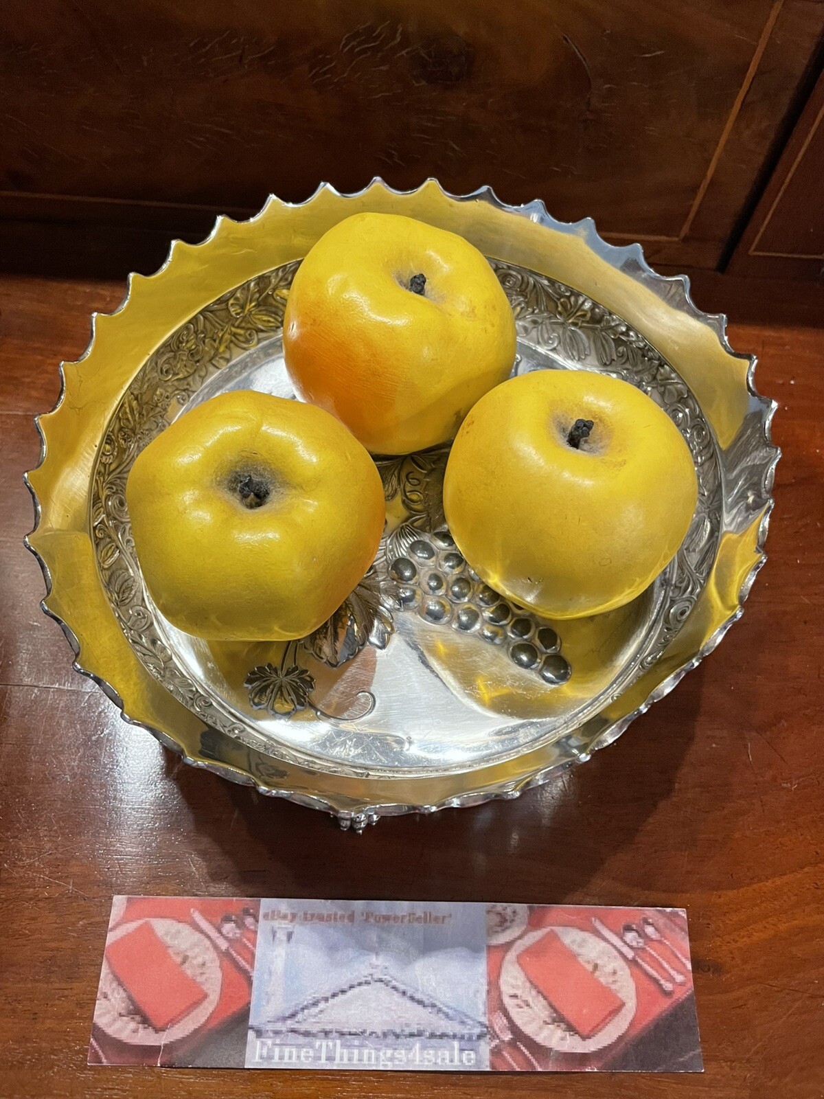 1800s SHABBY CHIC VICTORIAN WILCOX SILVER COMPOTE FOOTED CENTER BOWL GRAPE MOTIF