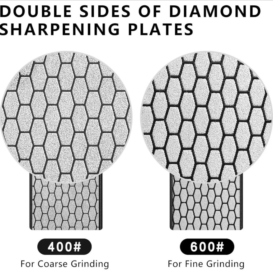 1pc Black Foldable Diamond Knife Sharpener 400/600 Grit Portable Tool Kit - NEW