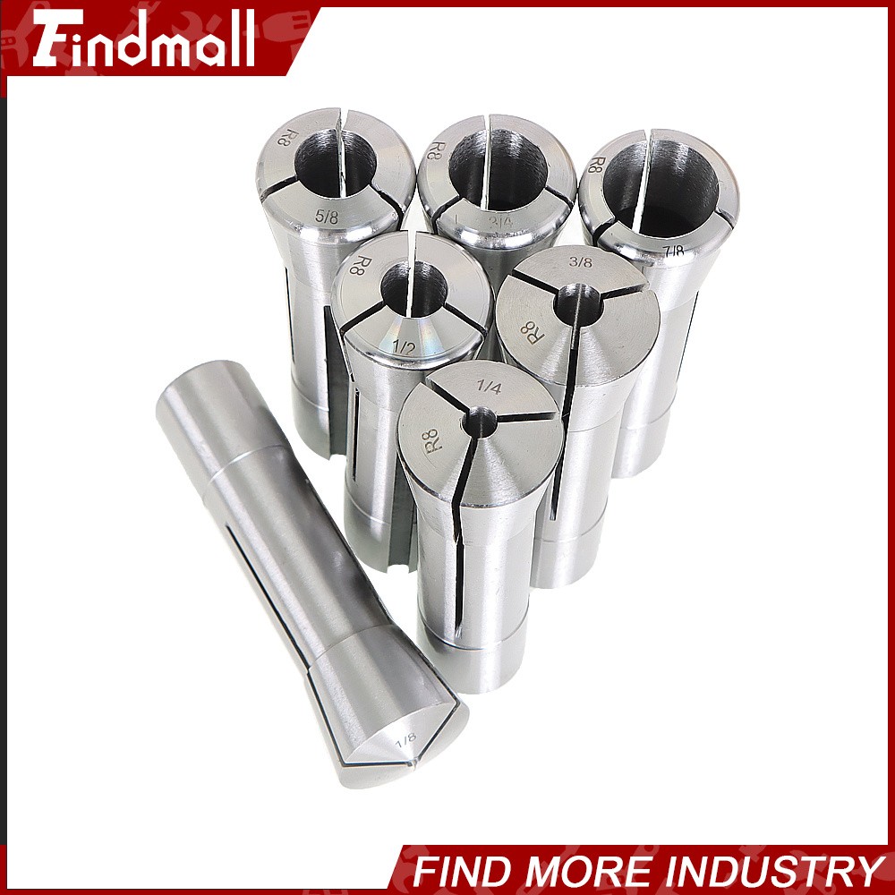 7Pcs Fractional R8 Collet Set 1/8" to 7/8" High Precision For Bridgeport