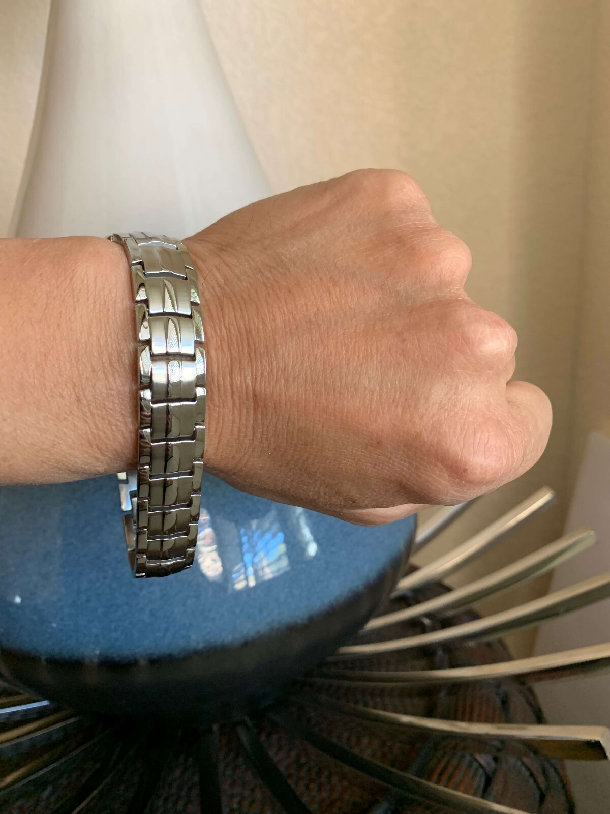 Silver Magnetic Bracelet Enhance Balance Energy Power Joy Perfect Gift Men Women