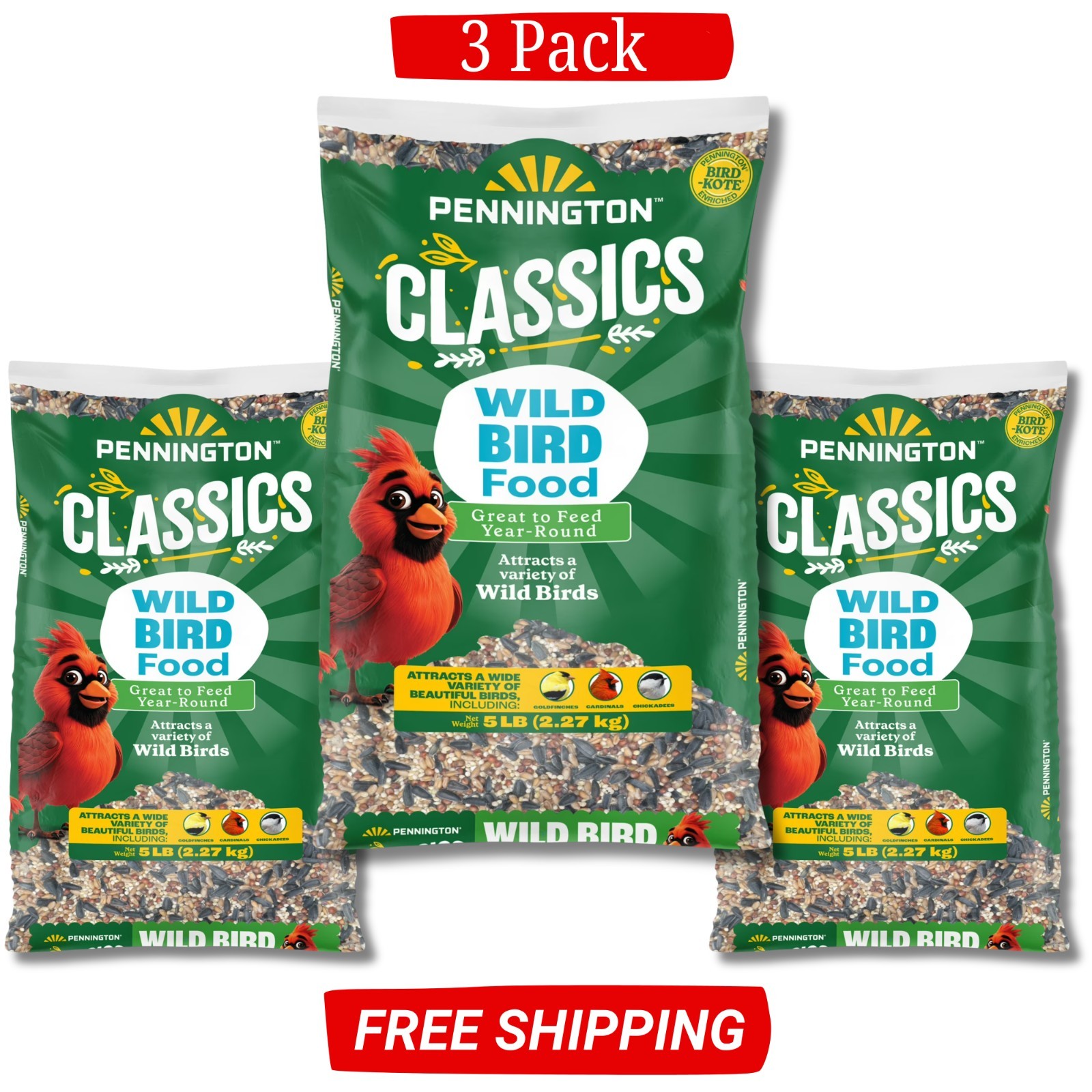 Pennington Classic Wild Bird Feed and Seed Bag 15 lb. Birds Food
