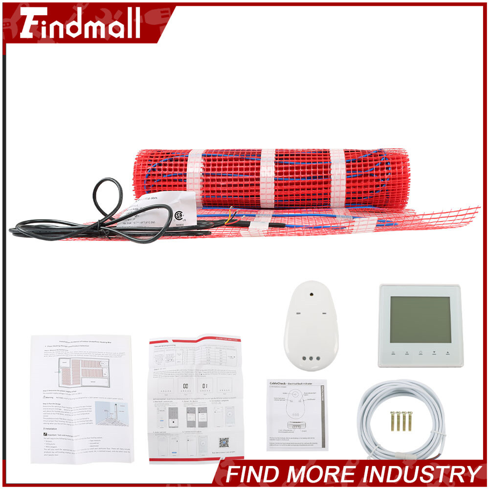 Electric Floor Heat Mat Kit (10-100sqft), 120V Underfloor Radiant Heating System