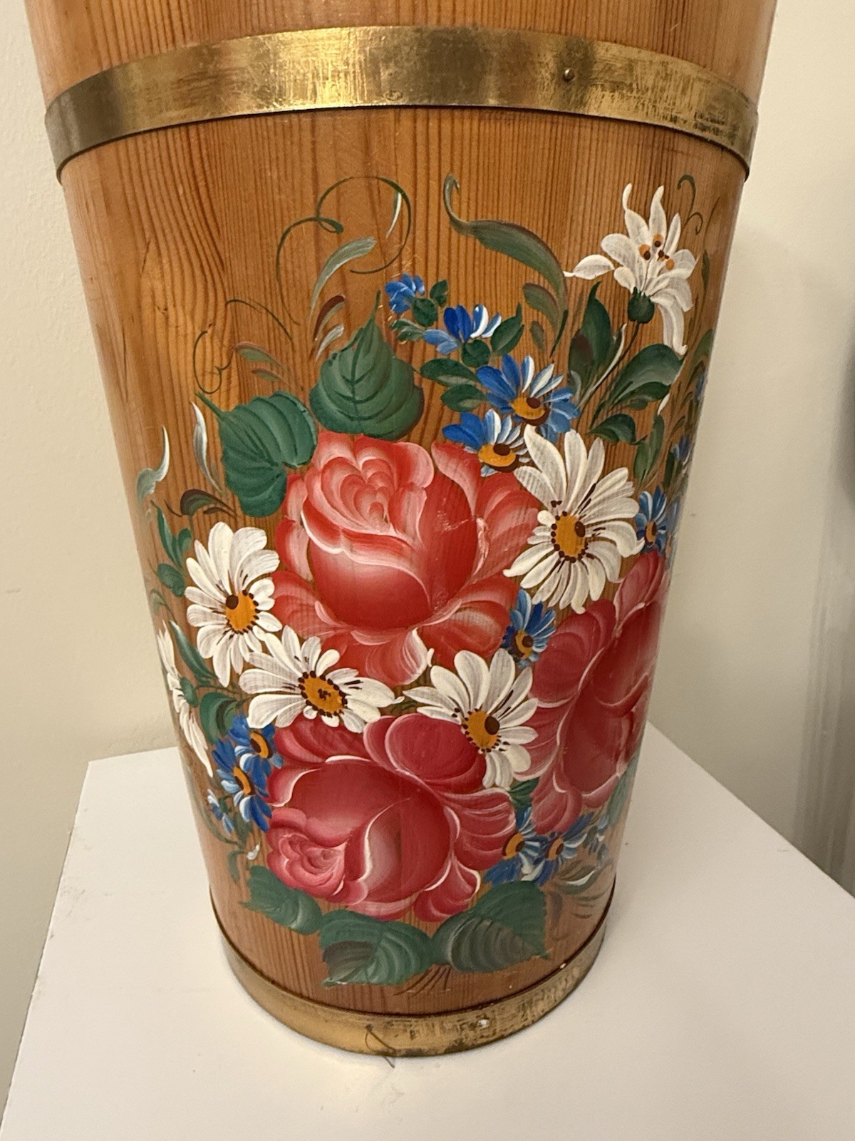 VTG Wood Umbrella Cane Plant Stand Handcrafted Painted Country Farmhouse 24"