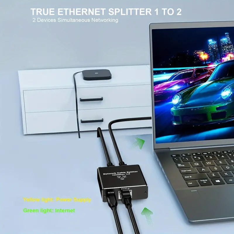 RJ45 Gigabit Ethernet Splitter 1000Mbps LAN Network Internet 1 to 4 Out Adapter