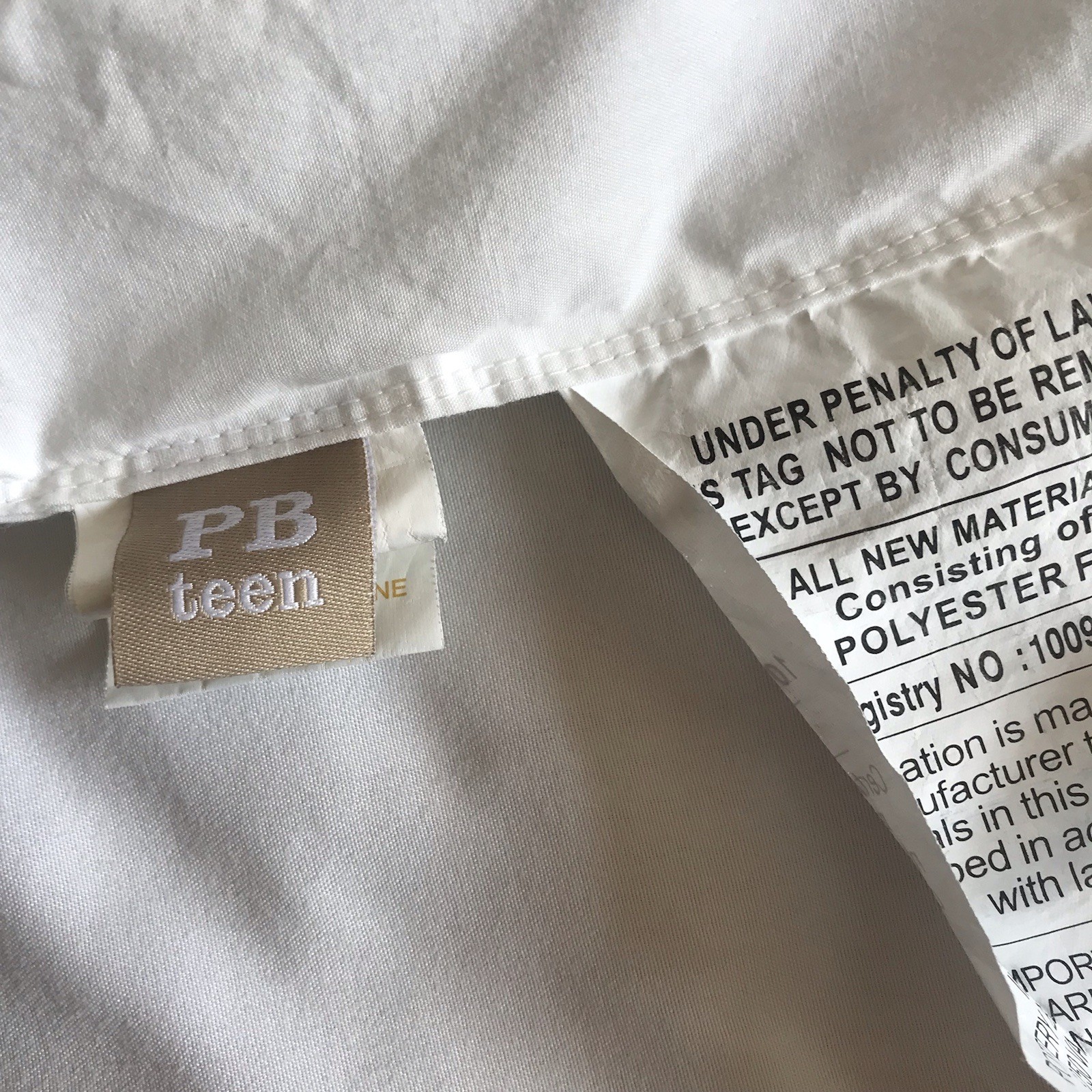 Pottery Barn PB Teen Premium Duvet Insert TWIN XL White Quilted Bedding EUC