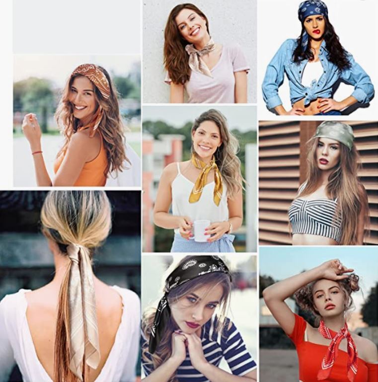 Square Satin Scarf Silk Feel Neckerchief Head Neck Wrap Paisley Bandanna 27"x27"