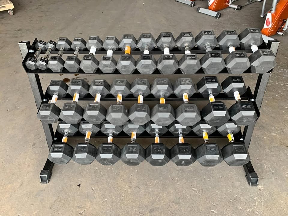 NEW 5–75 lb Dumbbell Set + 3-Tier Heavy Duty Rack – Full Commercial Gym Bundle