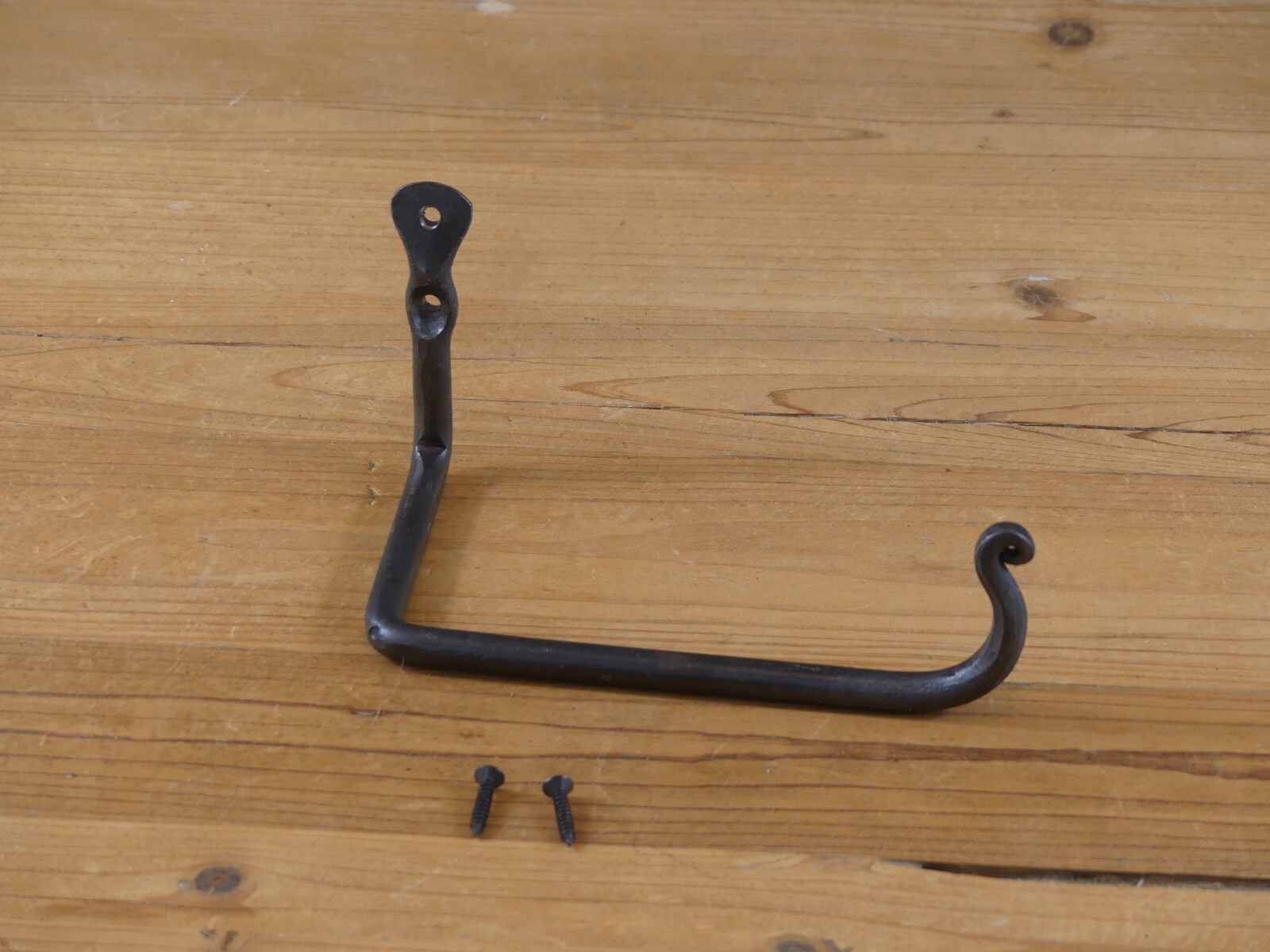 Hand Forged Toilet Paper Holder Wrought Iron Black Bathroom Wall Mount Simple