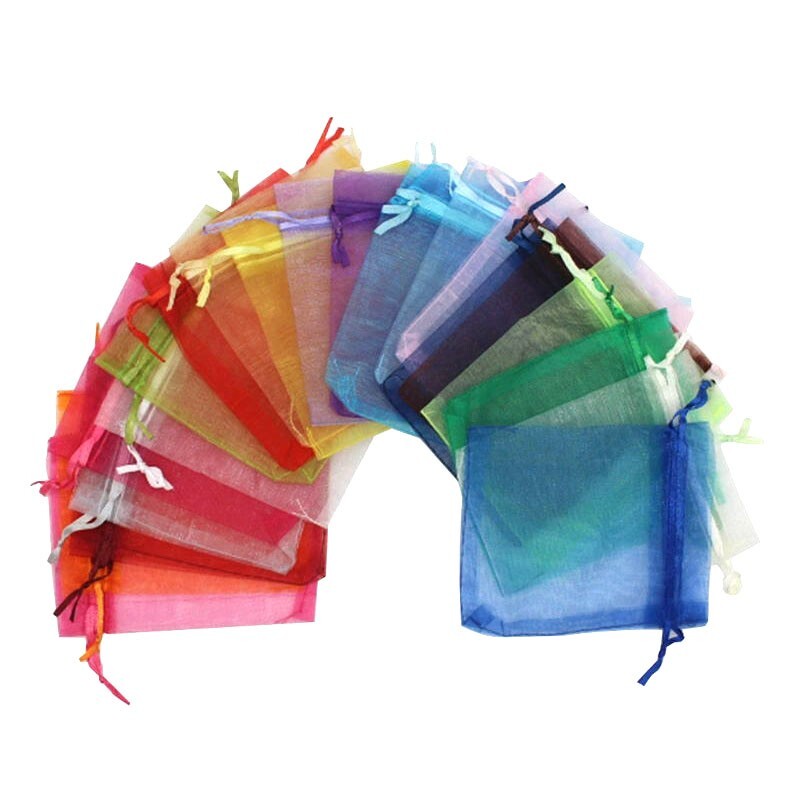 100pcs Drawstring Bags Multicolor Wedding Favor Bag Organza Gift Bag Pouch 4"x5"