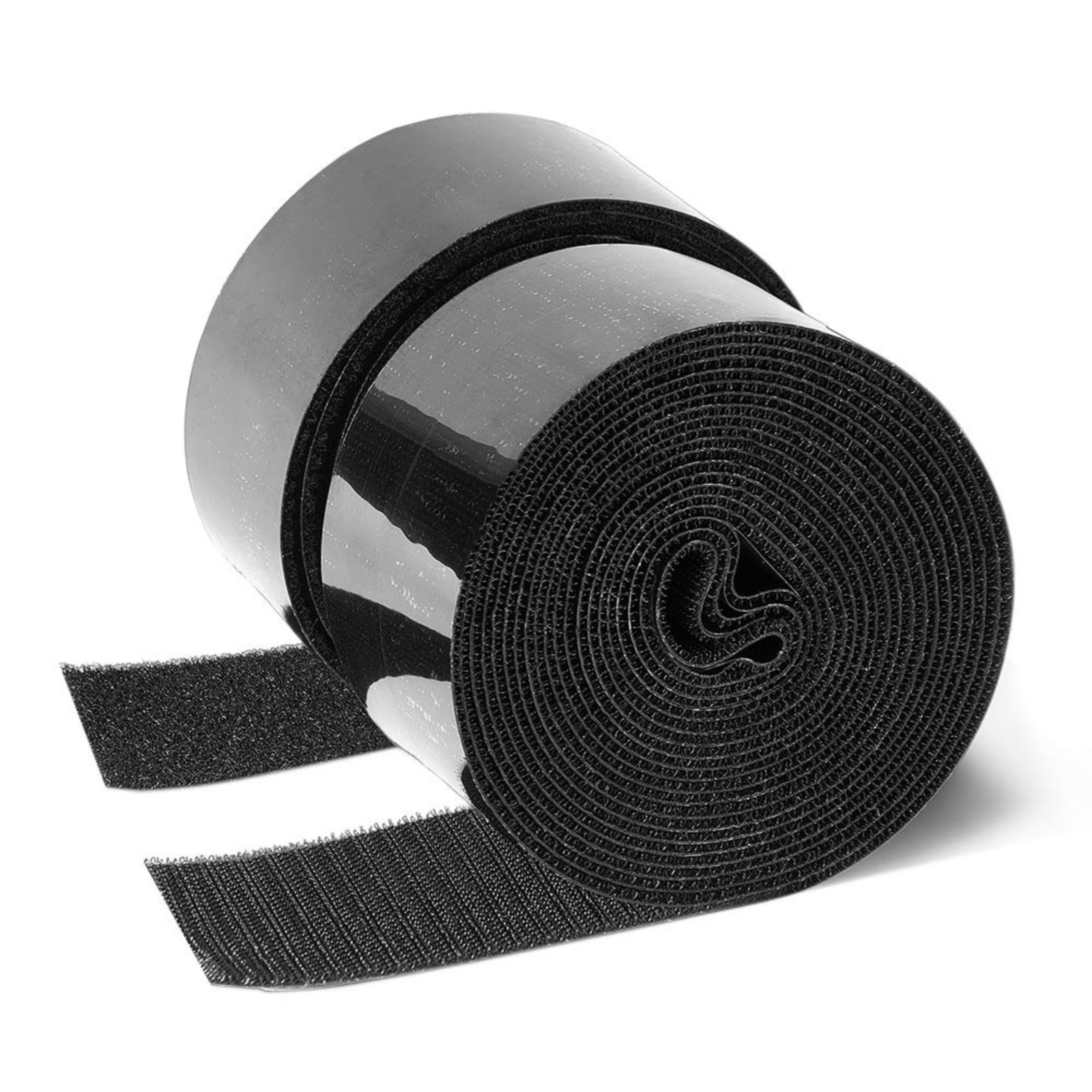 Strenco 2 Inch Adhesive Black Hook and Loop Tape 5 Yards Heavy Duty Strips