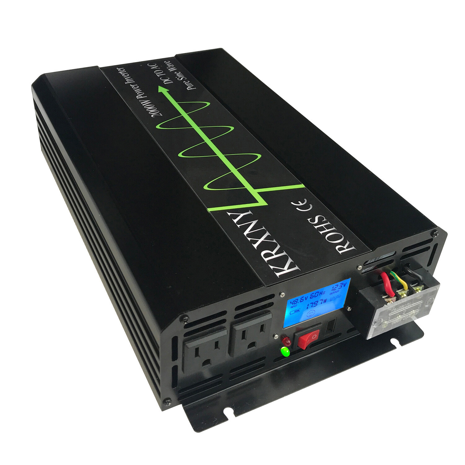 Pure Sine Wave Power Inverter 2000W 48V DC to 120V AC 60Hz LCD Display US Stock