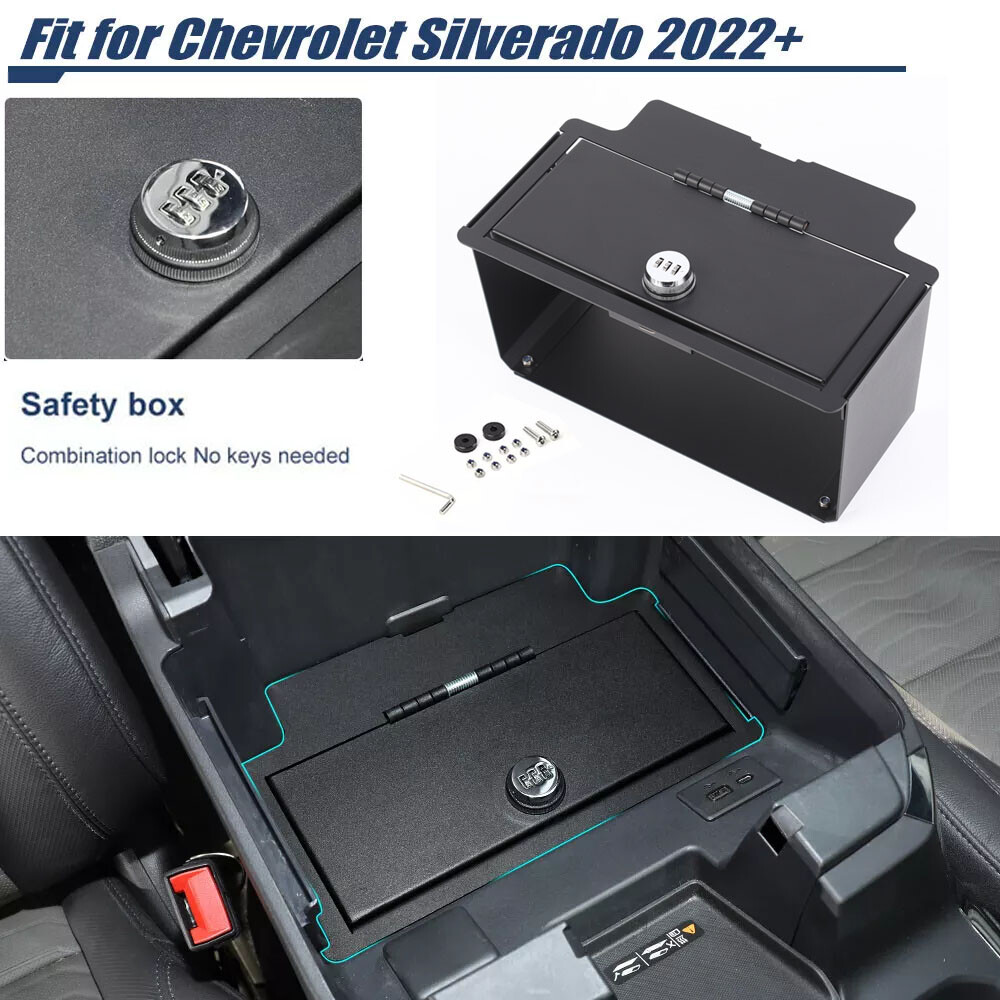 Console Armrest Vault Safe Box Lock Fit For Chevrolet Silverado GMC Sierra 2022+